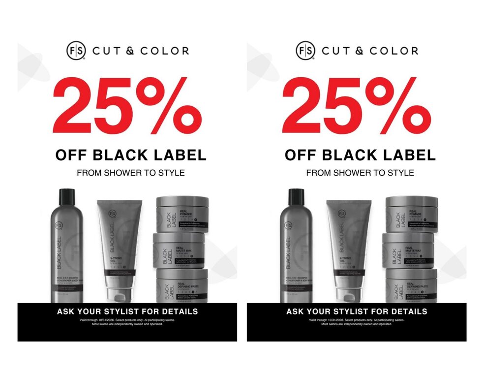 Preview of the two-up 25% off Black Label print sheet